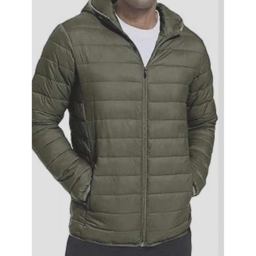 Amazon Essentials Men's 2XL Olive Hunter Green Mid-Length Hooded Puffer Packable